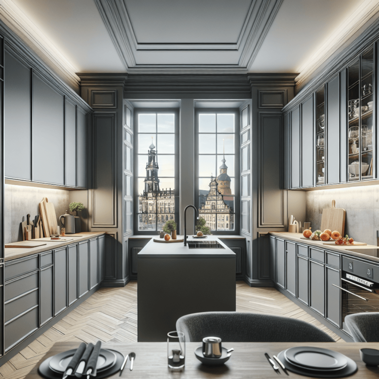 anthrazitfarbene Einbauküche-Dresden