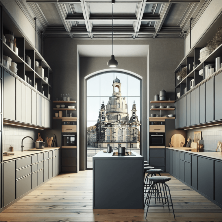 anthrazitfarbene Industrielle Küche-Dresden