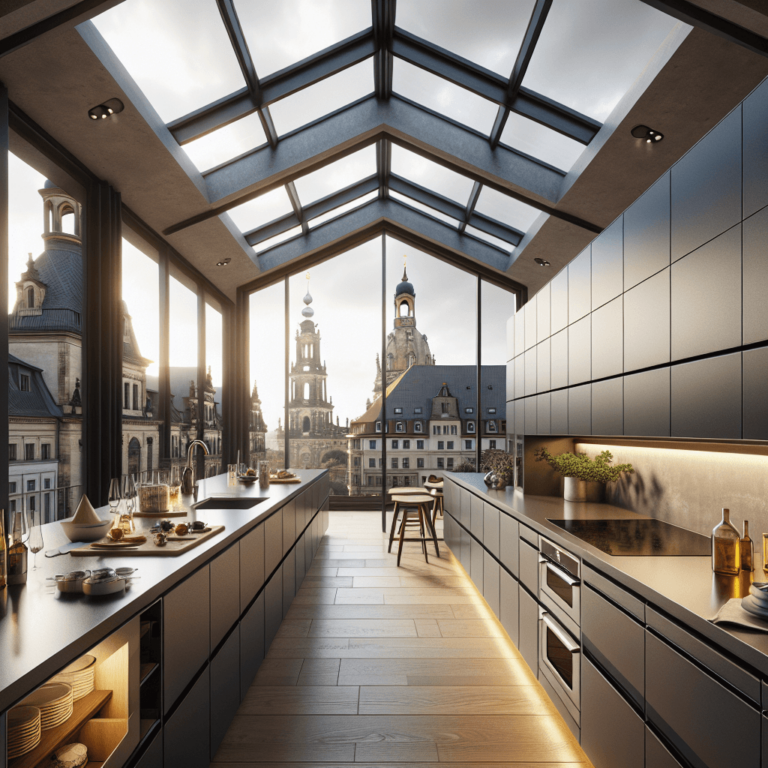 anthrazitfarbene Küche für Dachschräge-Dresden