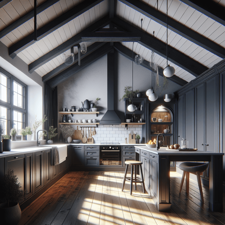 anthrazitfarbene Küche im Bauernhausstil-Dresden