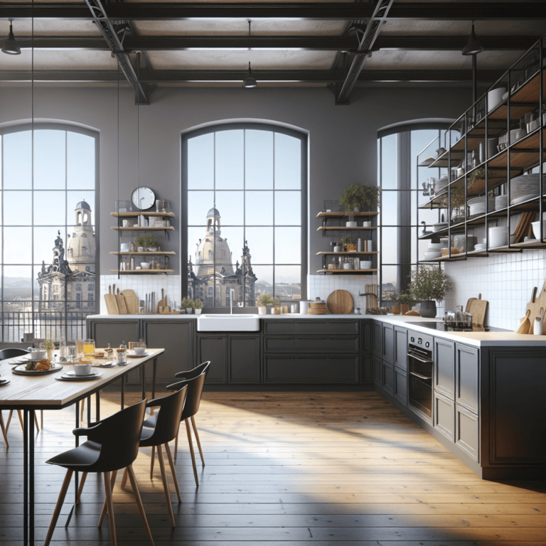 anthrazitfarbene Küche im Loftstil-Dresden