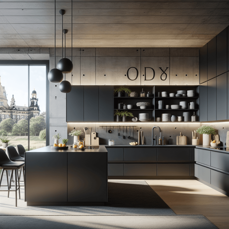 anthrazitfarbene Küche im skandinavischen Stil-Dresden