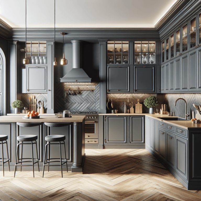 anthrazitfarbene Küche in L-Form-Dresden