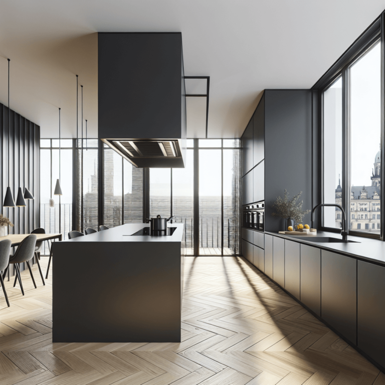 anthrazitfarbene Minimalismus Küche-Dresden