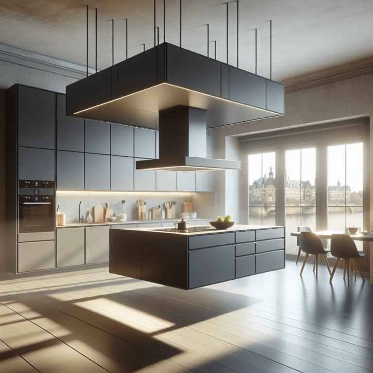 anthrazitfarbene Schwebende Küche-Dresden