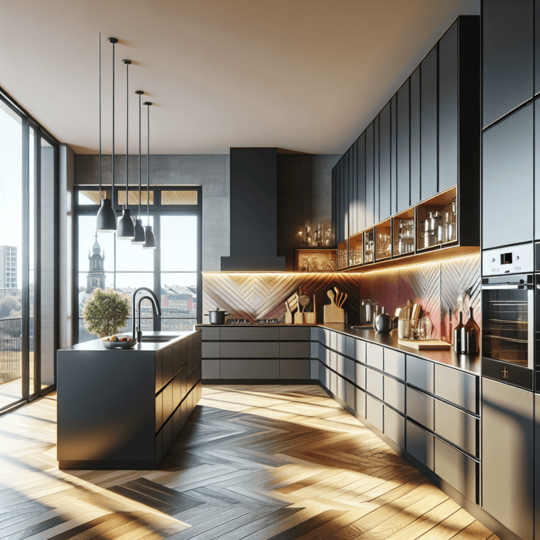 anthrazitfarbene mehrzeilige Küche-Dresden
