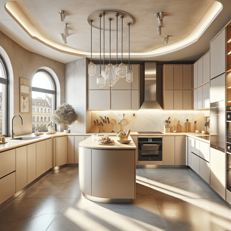 beige Küche in G-Form-Dresden