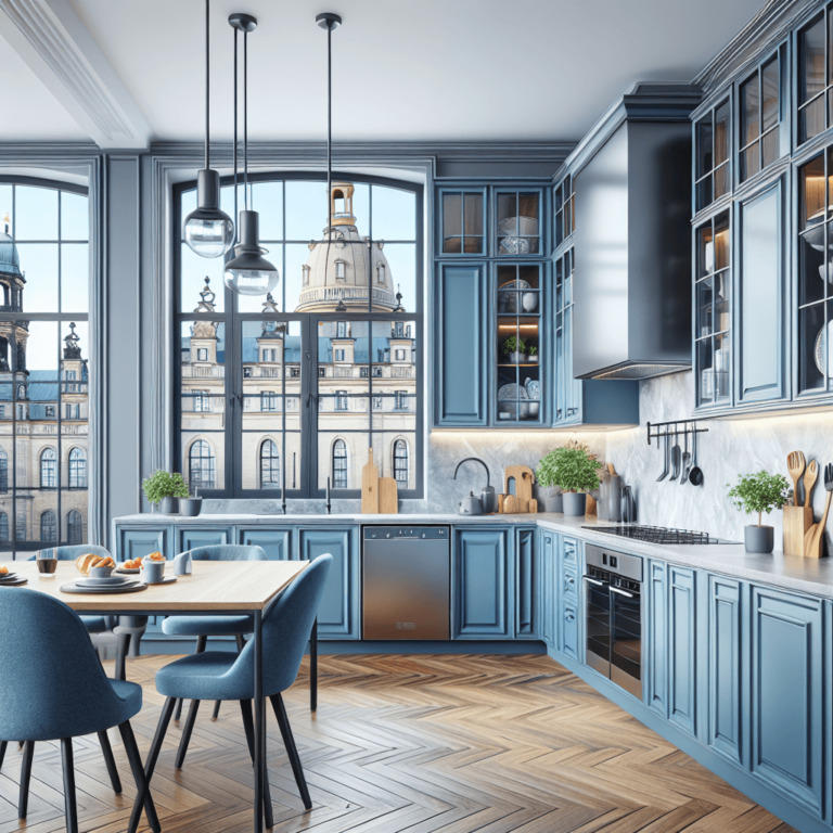 blaue Einbauküche-Dresden