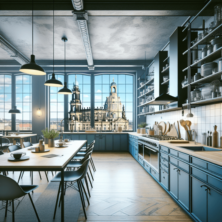 blaue Industrial Style Küche-Dresden