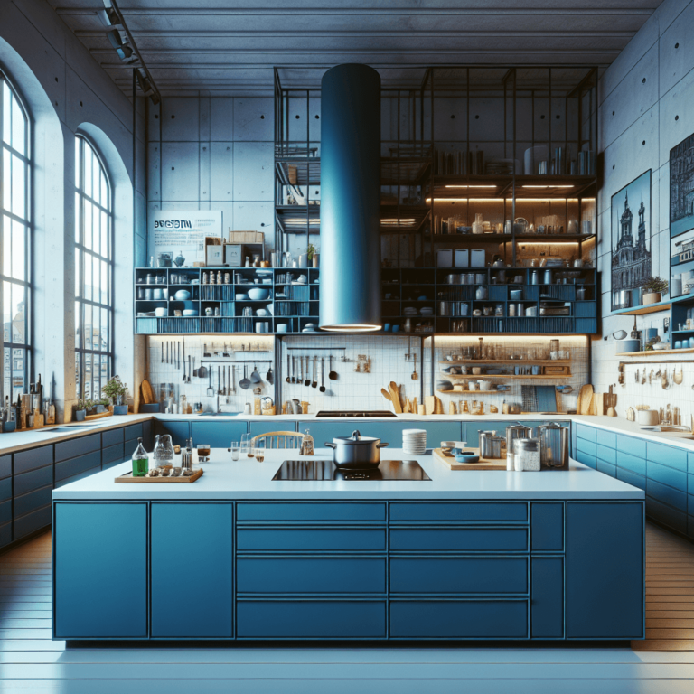 blaue Industrielle Küche-Dresden