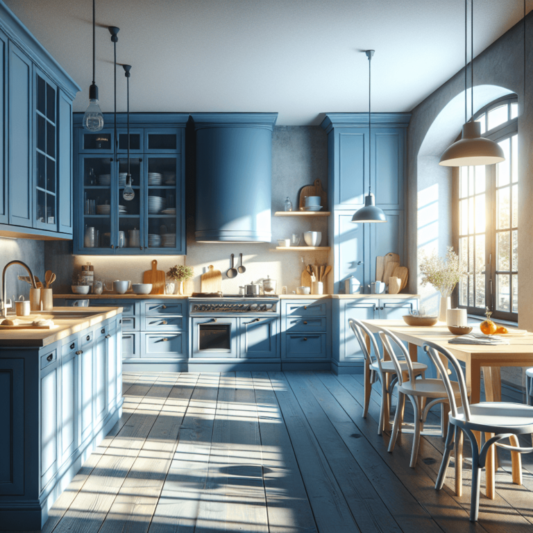 blaue Küche im Bauernhausstil-Dresden