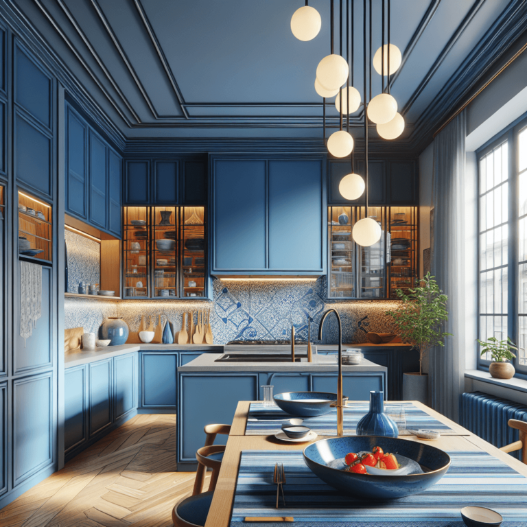 blaue Küche im asiatischen Stil-Dresden