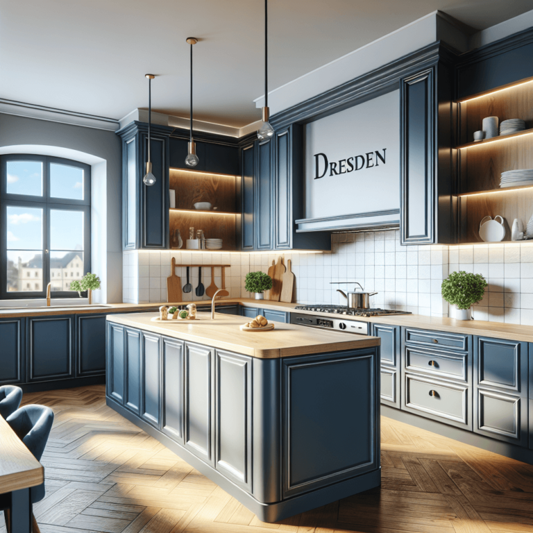 blaue Küche in L-Form-Dresden