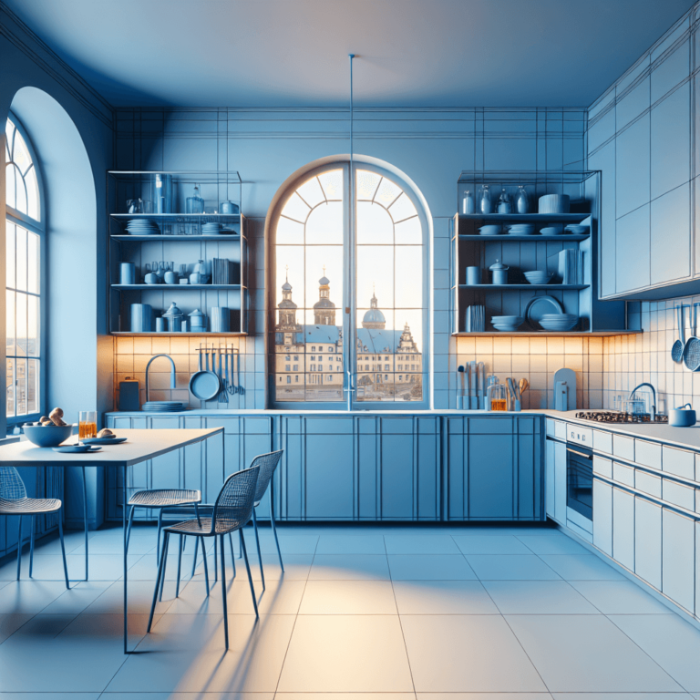 blaue Minimalismus Küche-Dresden