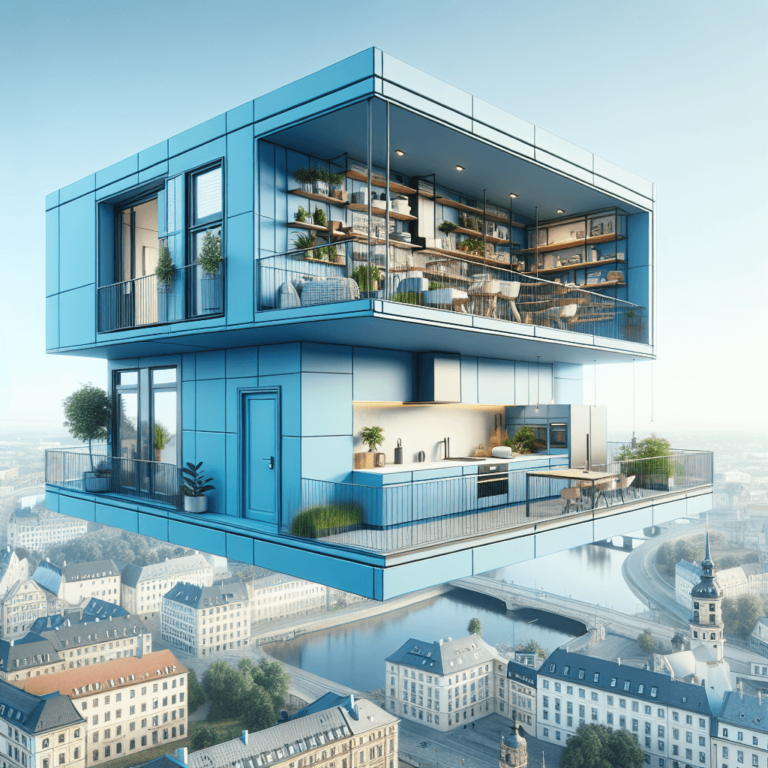 blaue Schwebende Küche-Dresden