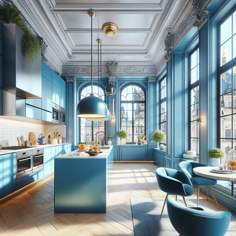 blaue Wohnküche-Dresden