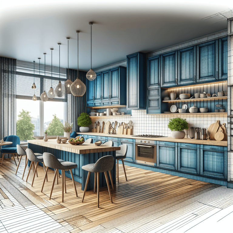 blaue mehrzeilige Küche-Dresden