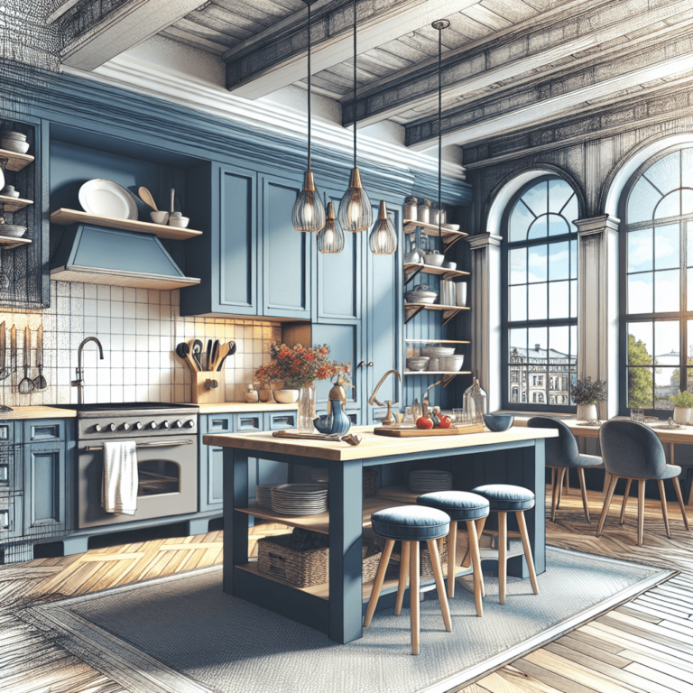 blaugraue Amerikanische Küche-Dresden