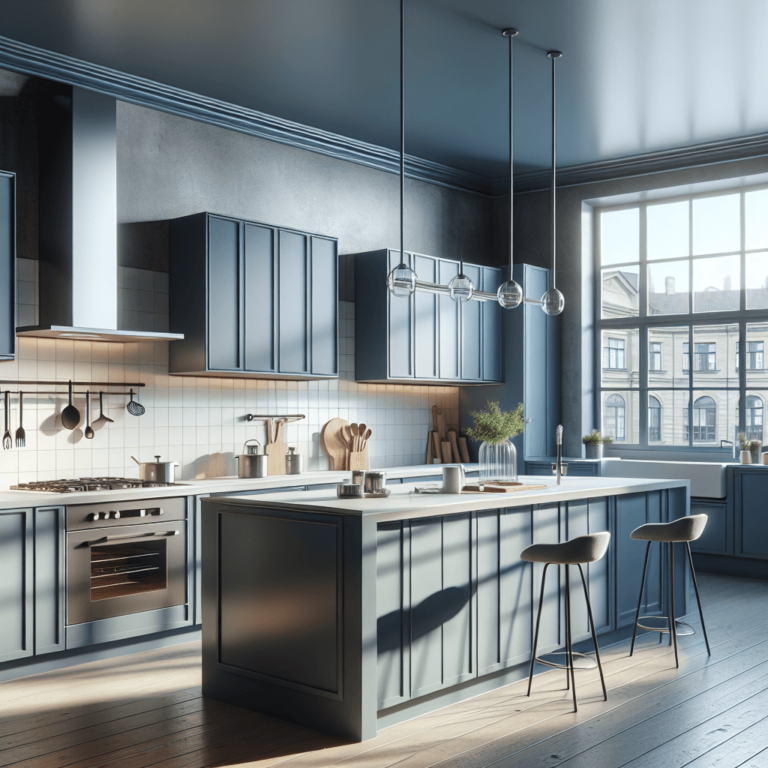 blaugraue Anrichte Küche-Dresden