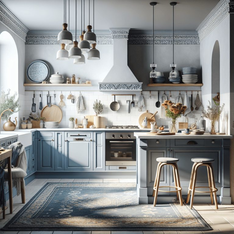 blaugraue Boho Style Küche-Dresden