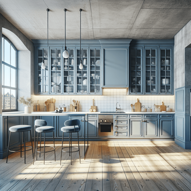 blaugraue Design Küche-Dresden