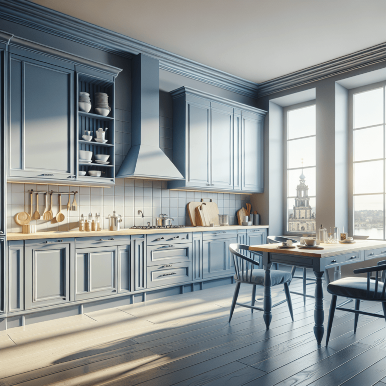 blaugraue Einbauküche-Dresden