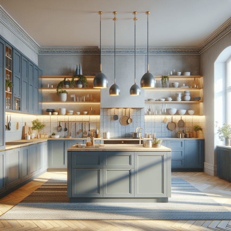 blaugraue Freistehende Küche-Dresden