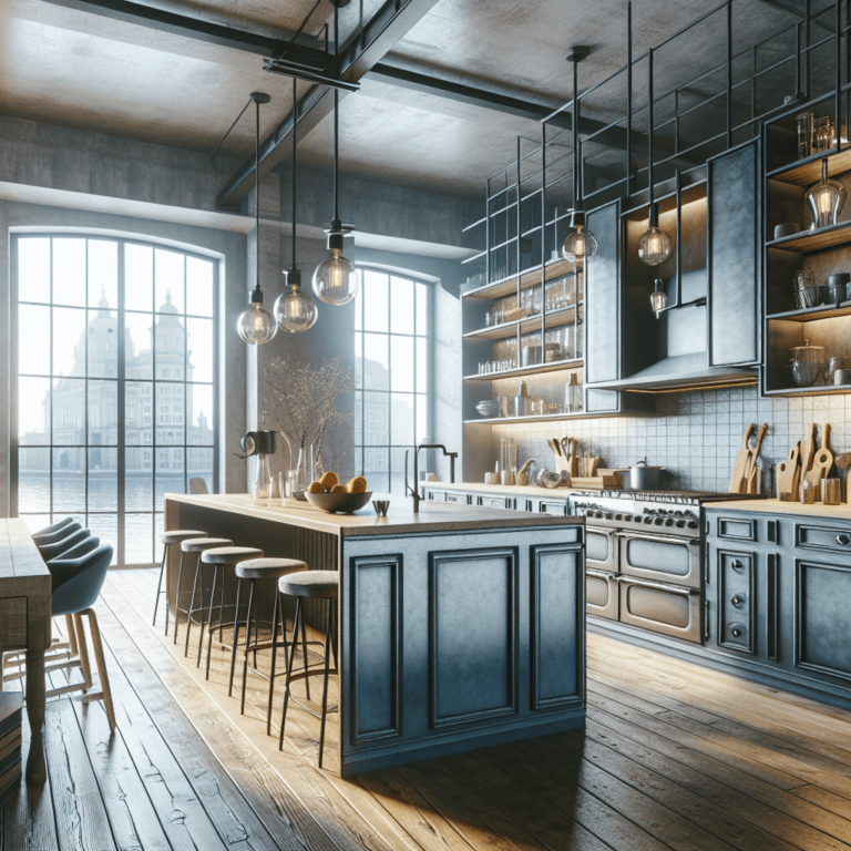 blaugraue Industrial Style Küche-Dresden