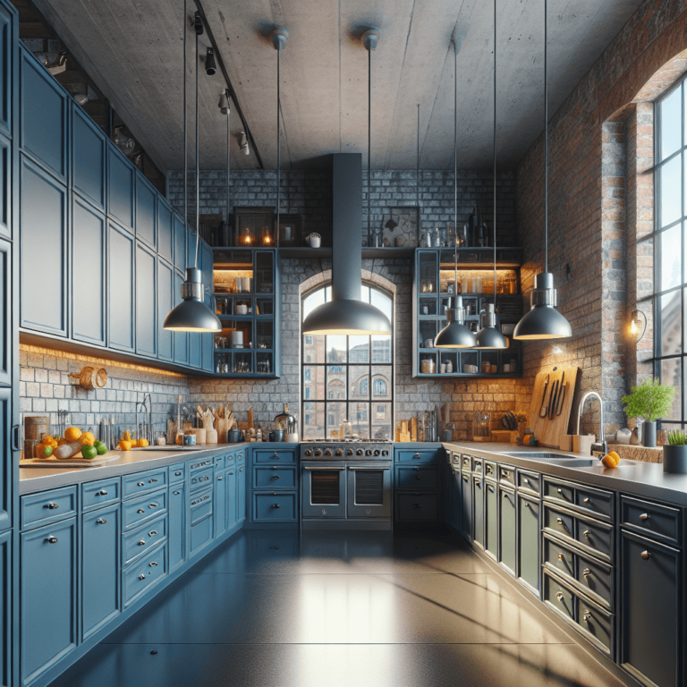 blaugraue Industrielle Küche-Dresden