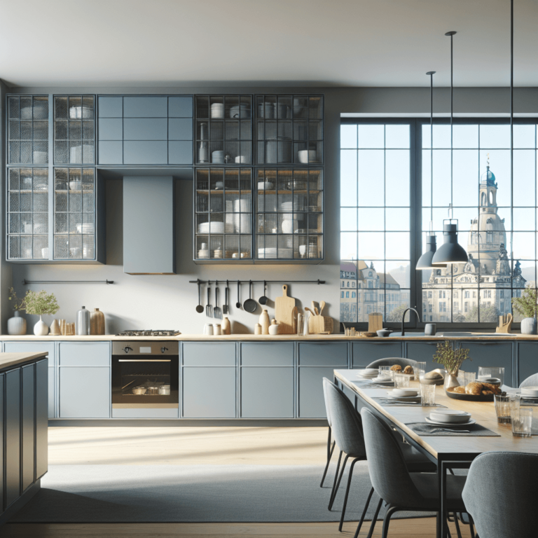 blaugraue Küche im skandinavischen Stil-Dresden