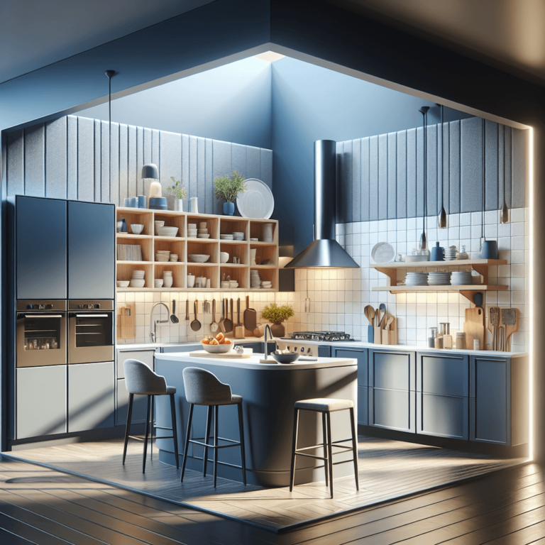 blaugraue Küche in L-Form-Dresden