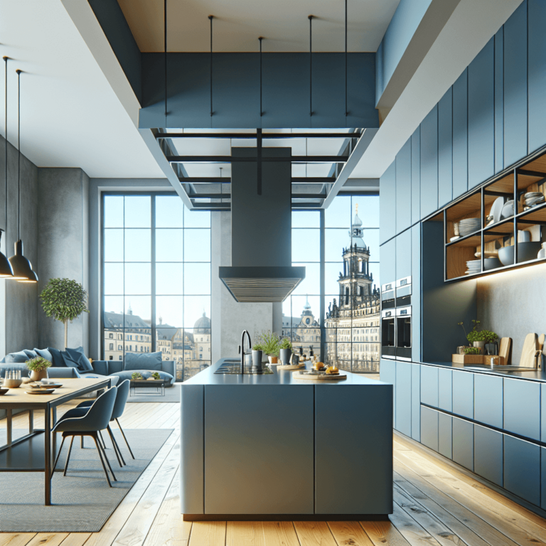 blaugraue Schwebende Küche-Dresden