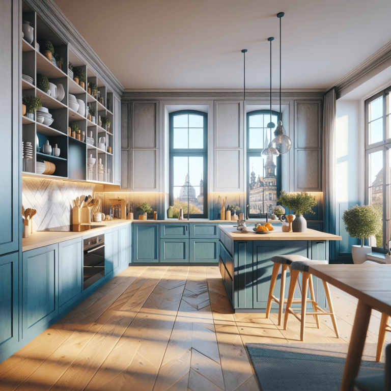 blaugraue Singleküche-Dresden