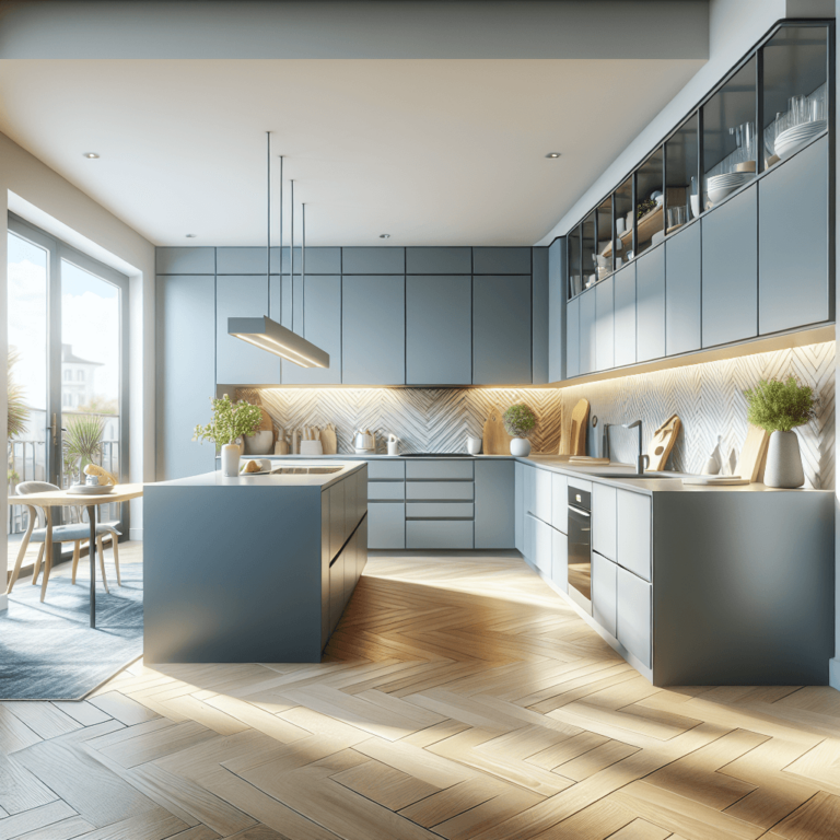 blaugraue einzeilige Küche-Dresden
