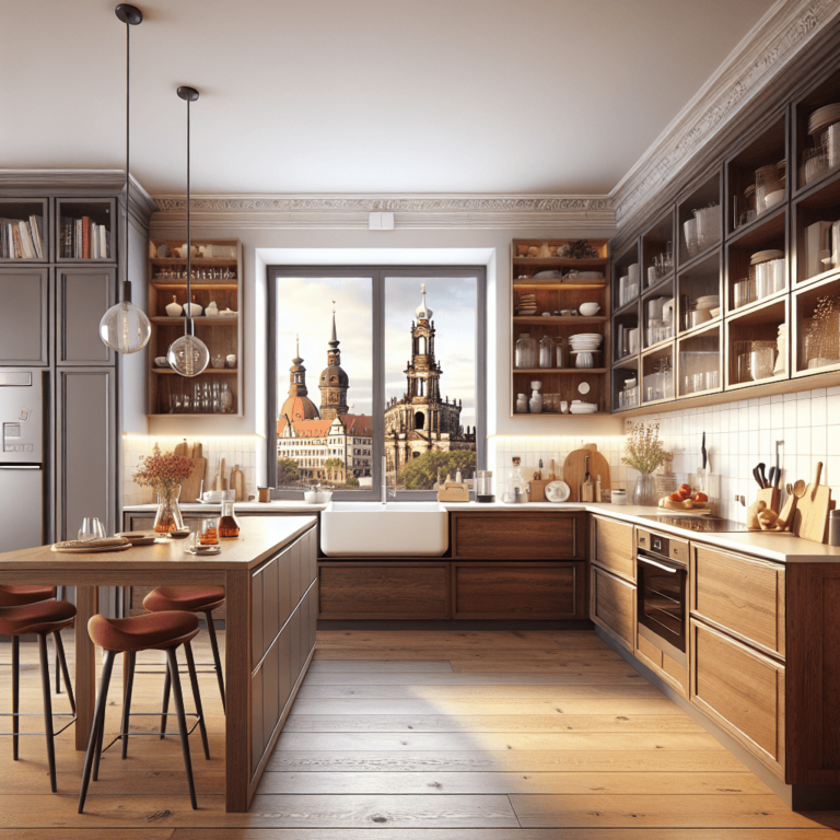 braune Küche im skandinavischen Stil-Dresden