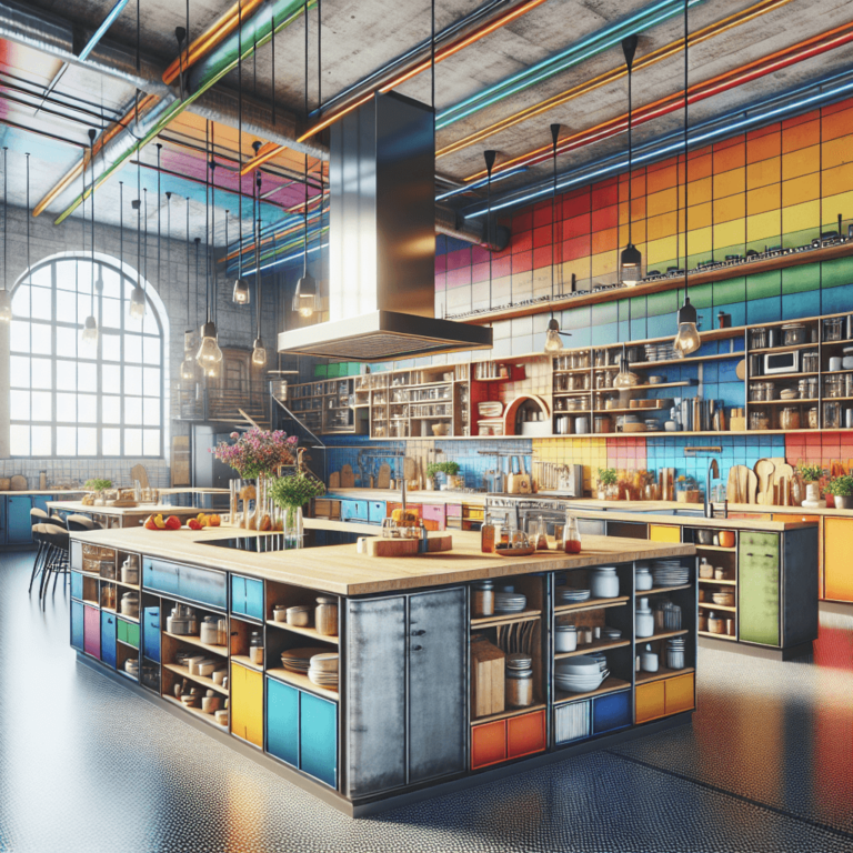 bunte Industrial Style Küche-Dresden