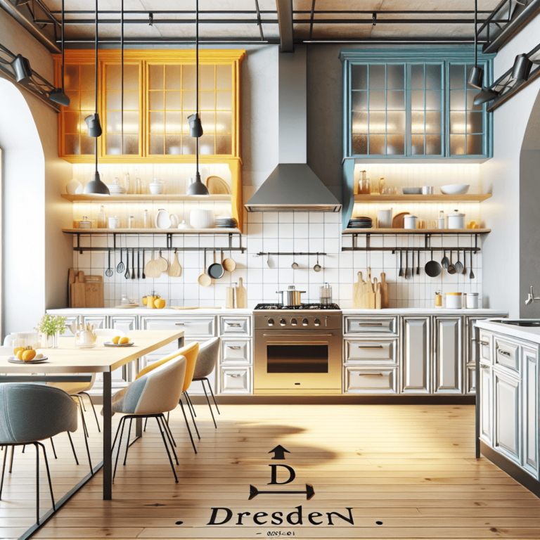 bunte Küche mit Stahlakzenten-Dresden