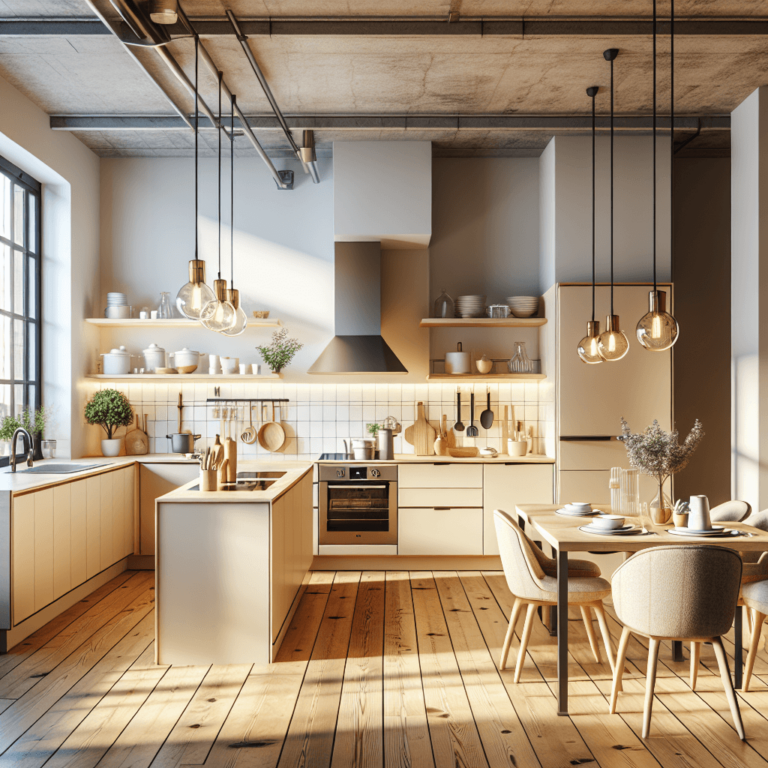 cremefarbene Küche im Loftstil-Dresden