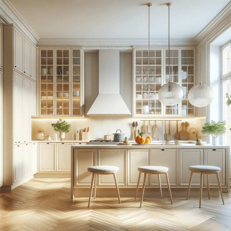 cremefarbene Küche im skandinavischen Stil-Dresden