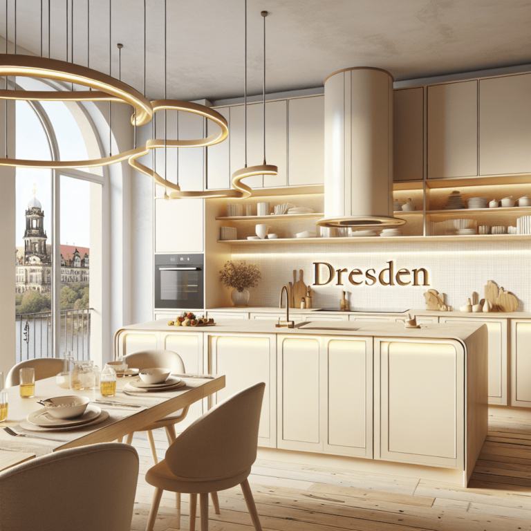 cremefarbene Küche in U-Form-Dresden