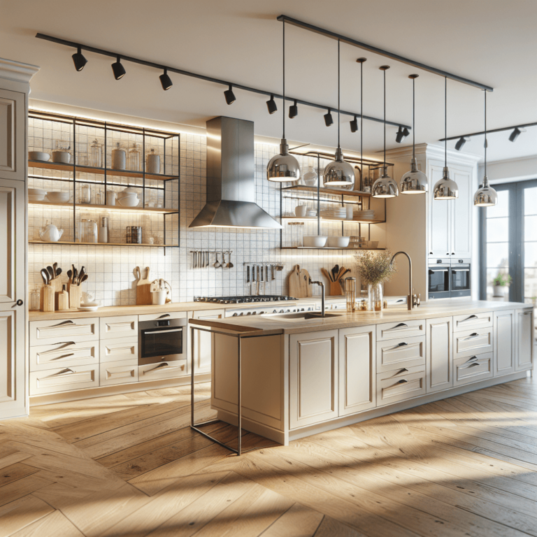 cremefarbene Küche mit Stahlakzenten-Dresden