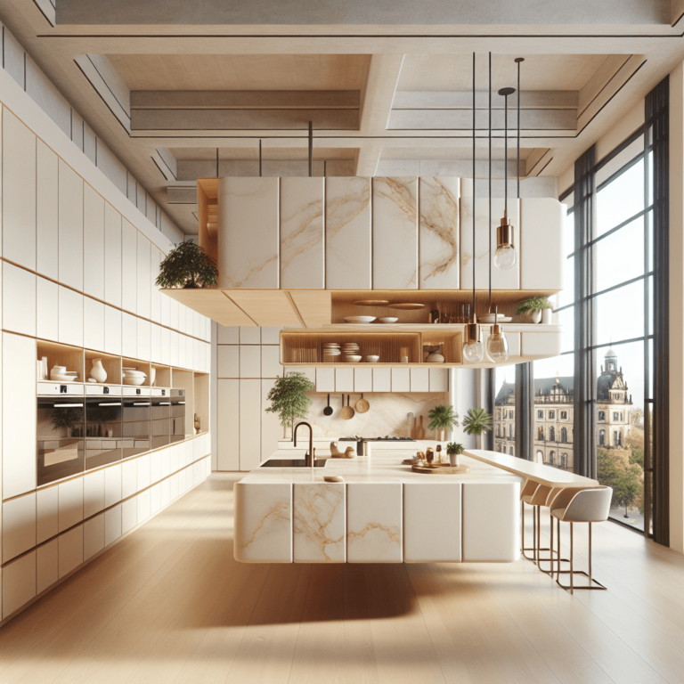 cremefarbene Schwebende Küche-Dresden