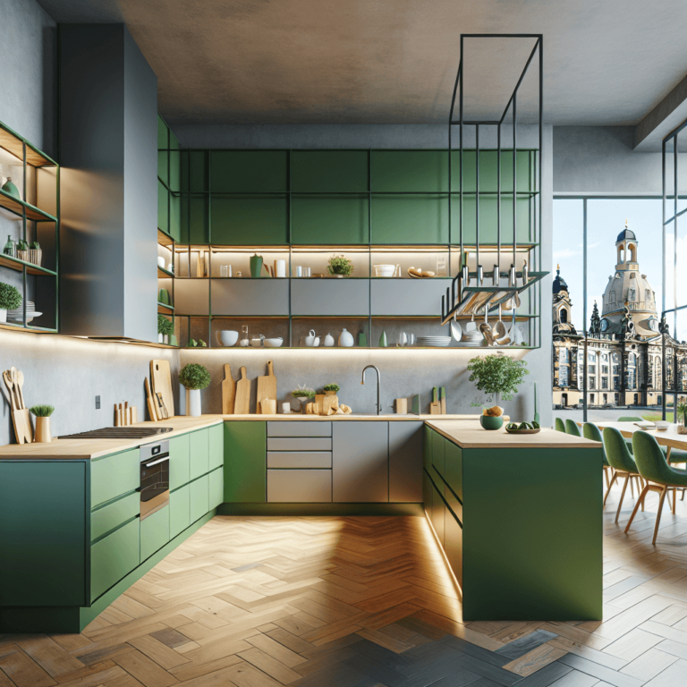 grüne Freistehende Küche-Dresden