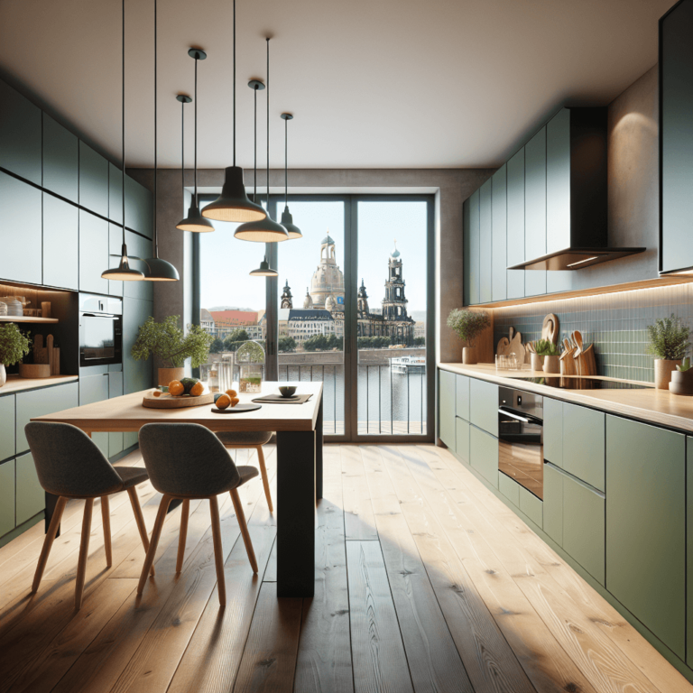 grüne einzeilige Küche-Dresden