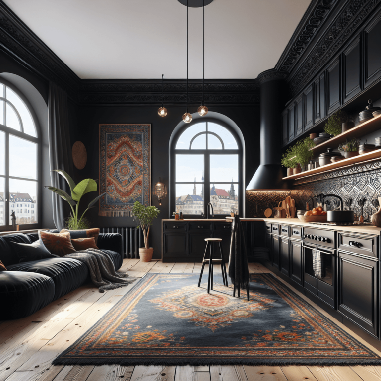 schwarze Boho Style Küche-Dresden