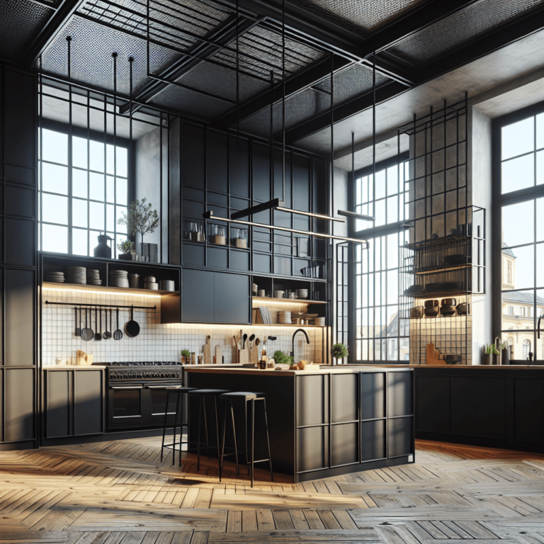 schwarze Industrielle Küche-Dresden