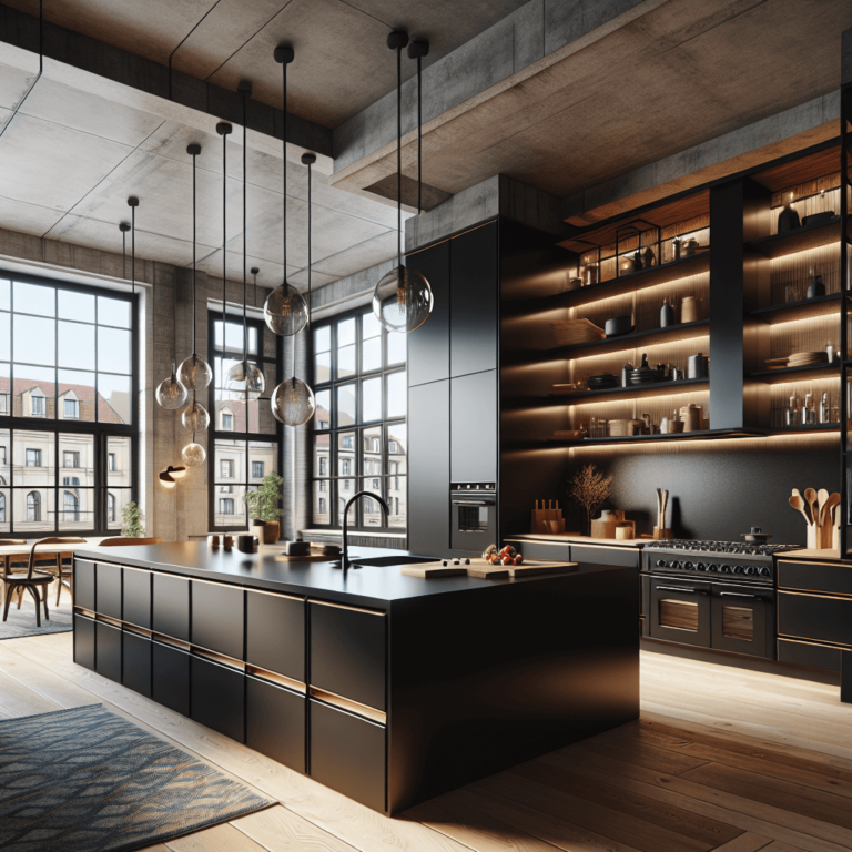 schwarze Küche im Loftstil-Dresden