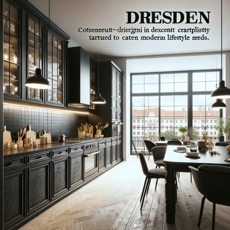 schwarze Küche im Vintage Chic Stil-Dresden