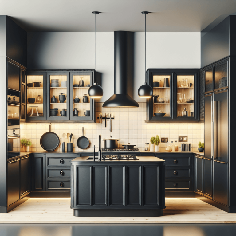 schwarze Küche in G-Form-Dresden