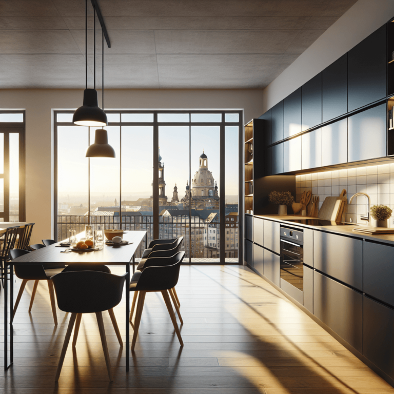 schwarze einzeilige Küche-Dresden